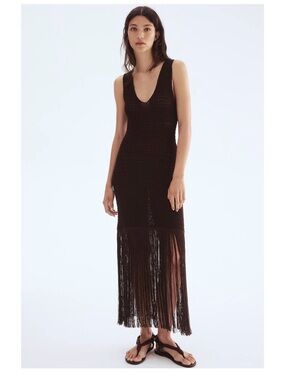 H&M Fringe Trim Knit Maxi Dress - M